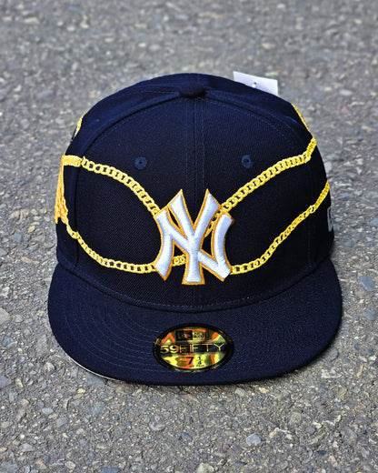 NEW YORK YANKEES NAVY CHAIN WRAP 59FIFTY DORADO