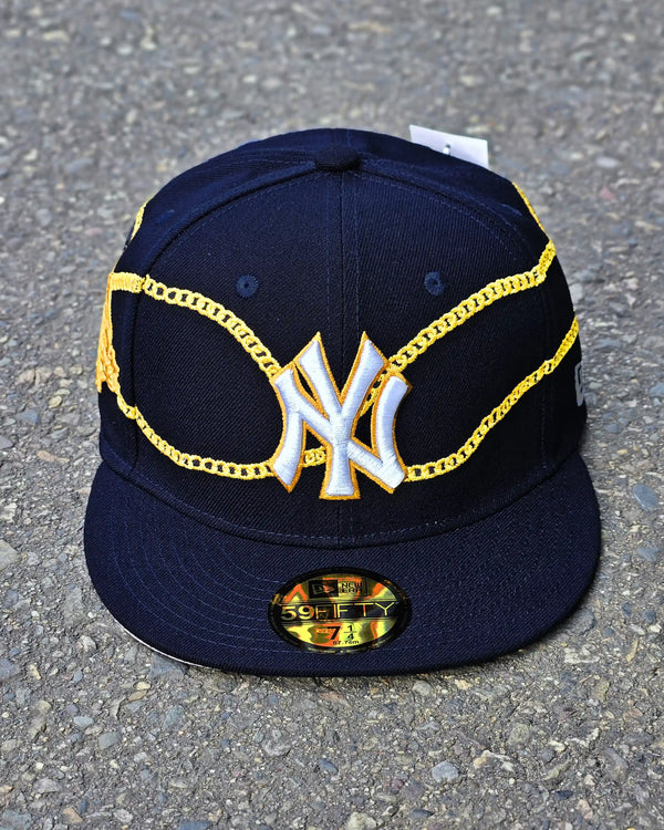 NEW YORK YANKEES NAVY CHAIN WRAP 59FIFTY DORADO - vista alternativa