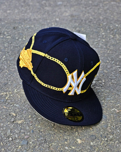 NEW YORK YANKEES NAVY CHAIN WRAP 59FIFTY DORADO