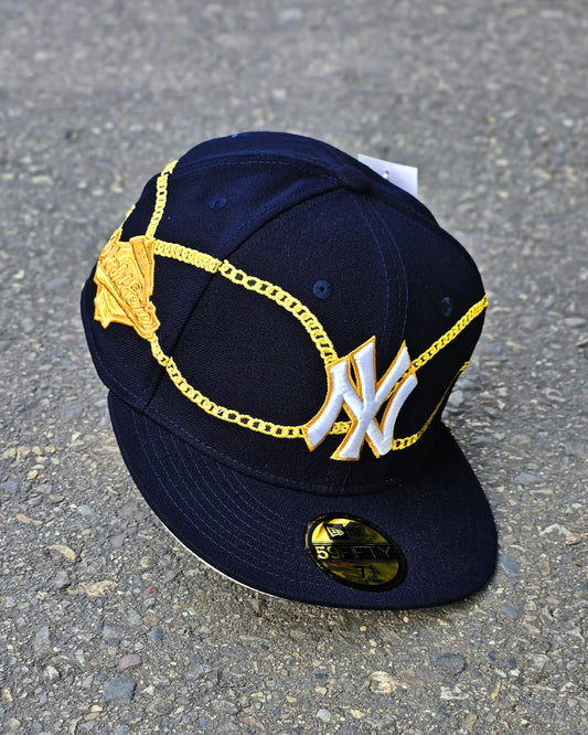 NEW YORK YANKEES NAVY CHAIN WRAP 59FIFTY DORADO