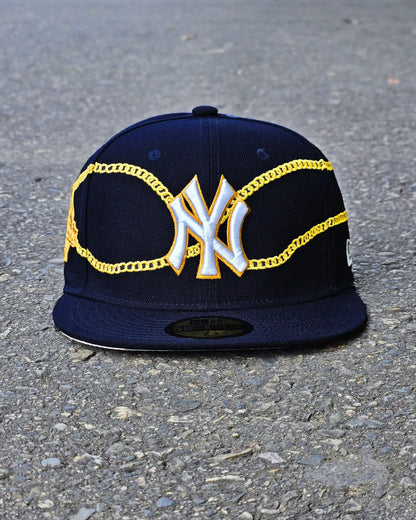 NEW YORK YANKEES NAVY CHAIN WRAP 59FIFTY DORADO