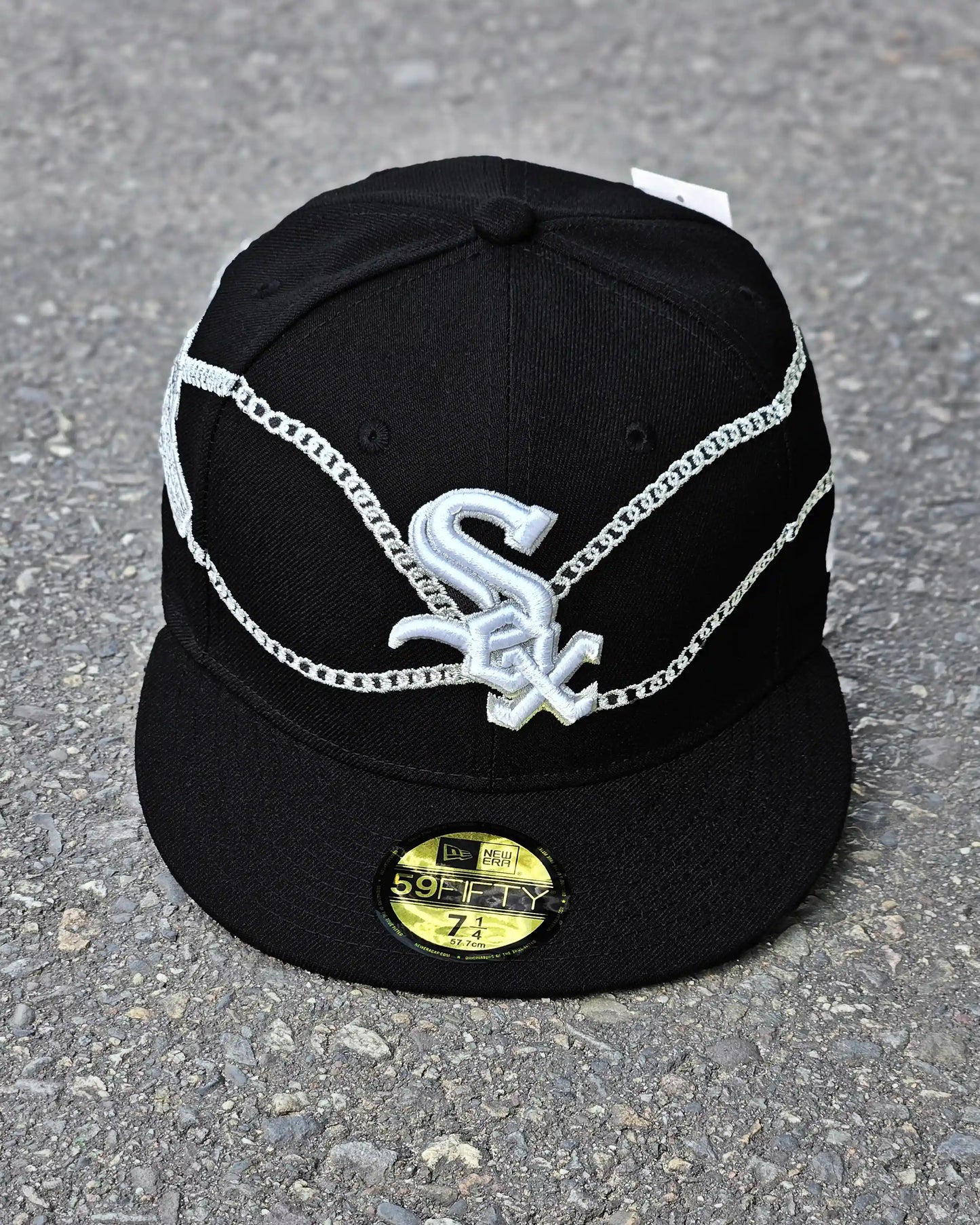 CHICAGO WHITE SOX NEGRO CHAIN WRAP 59FIFTY PLATEADO