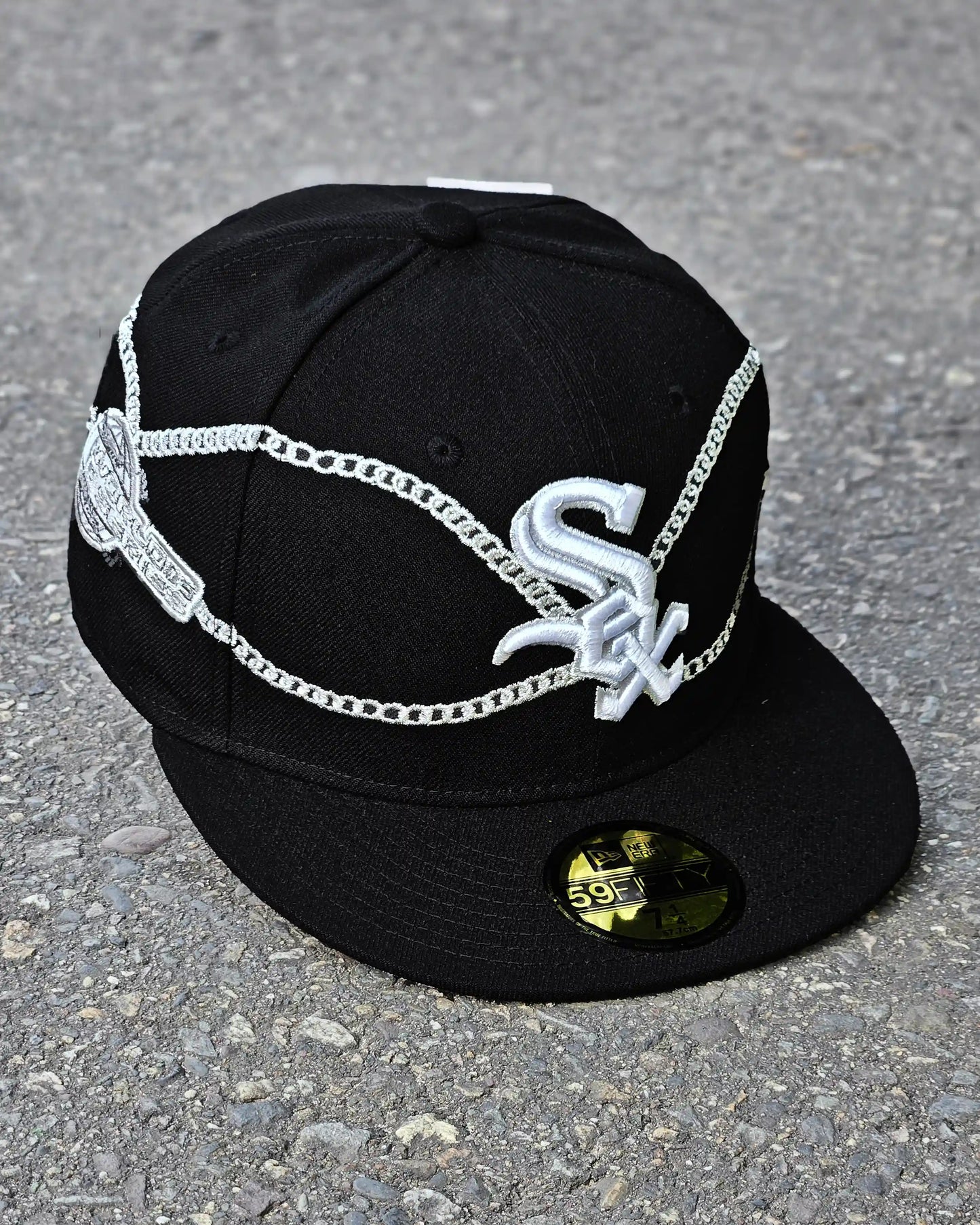 CHICAGO WHITE SOX NEGRO CHAIN WRAP 59FIFTY PLATEADO