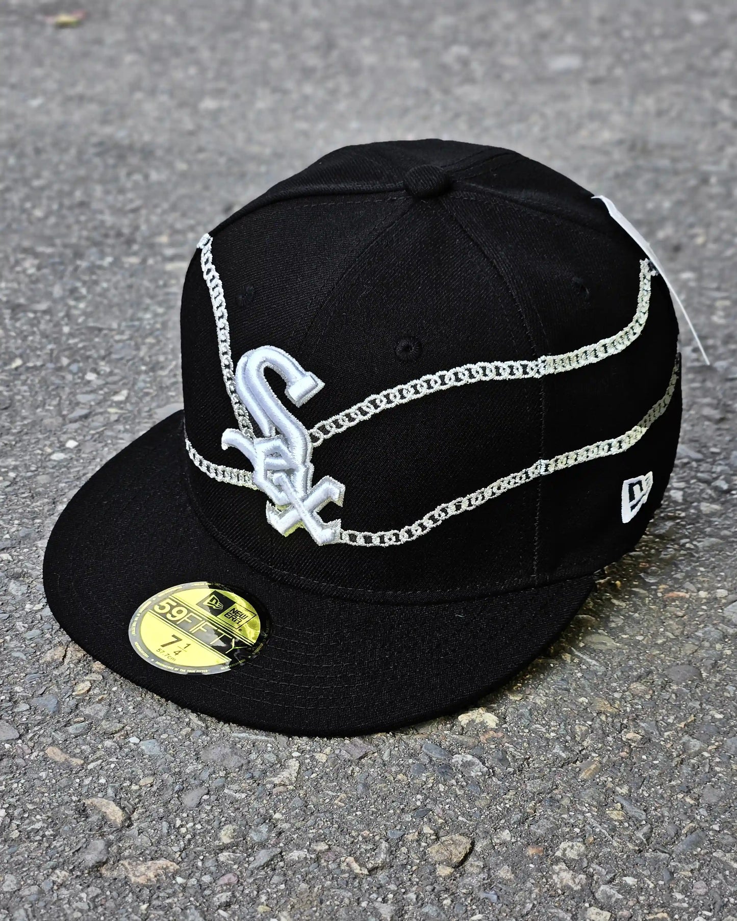 CHICAGO WHITE SOX NEGRO CHAIN WRAP 59FIFTY PLATEADO