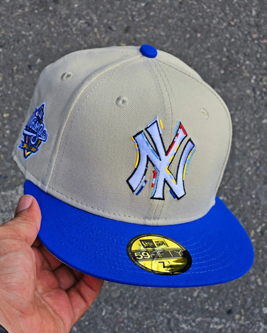 NEW YORK YANKEES BEIGE COLOR BRUSH VISOR AZUL