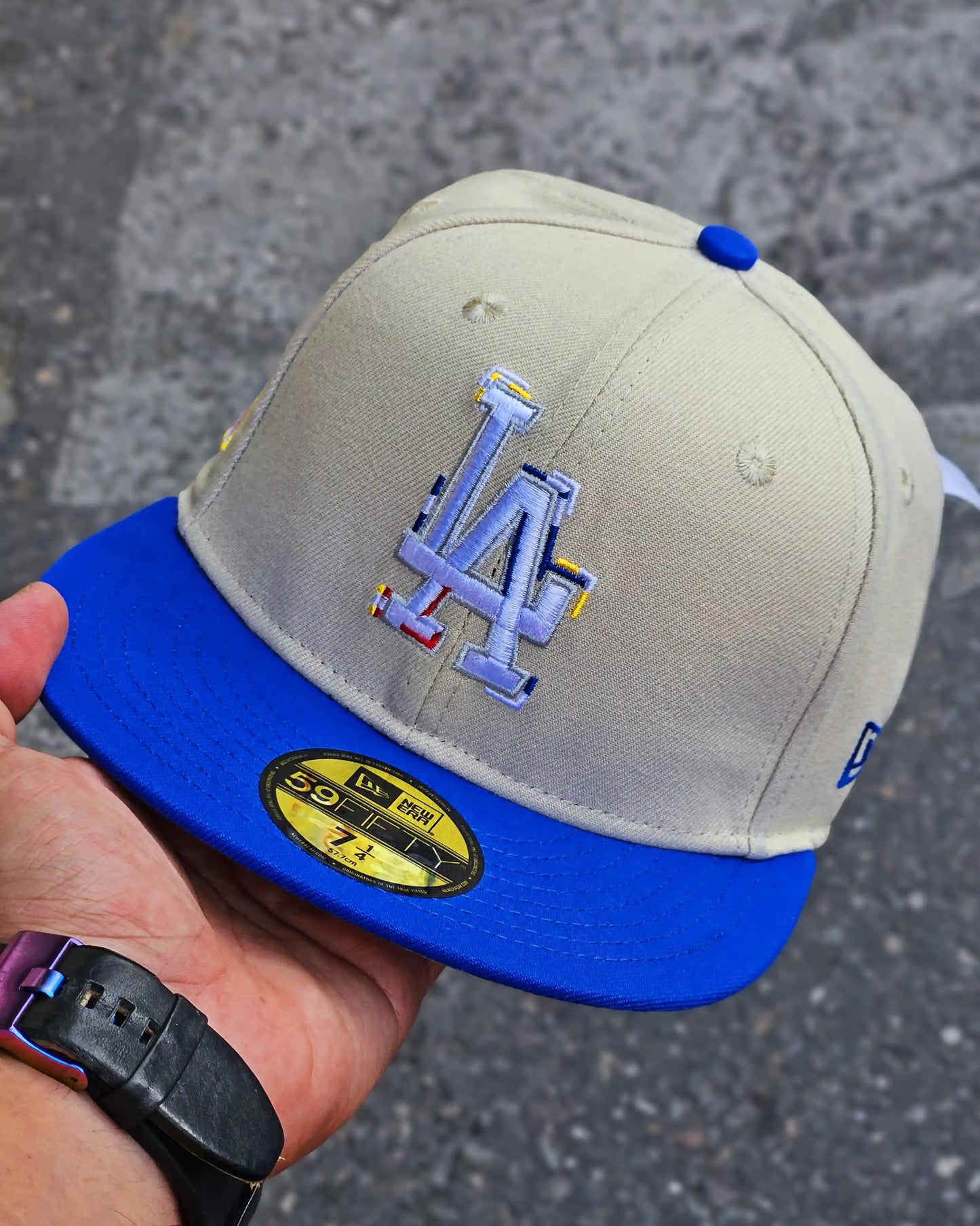 LOS ANGELES DODGERS BEIGE COLOR BRUSH VISOR AZUL