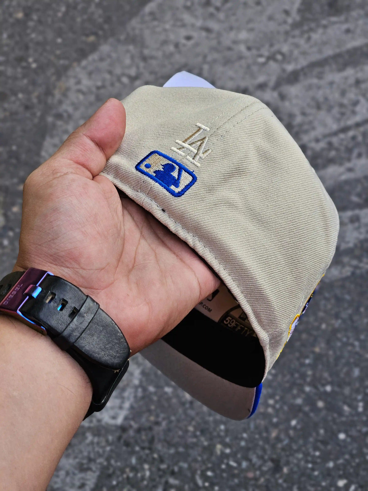 LOS ANGELES DODGERS BEIGE COLOR BRUSH VISOR AZUL
