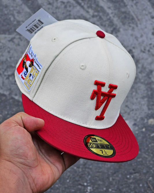 LOS ANGELES DODGERS BEIGE UPSIDE DOWN VISOR ROJO