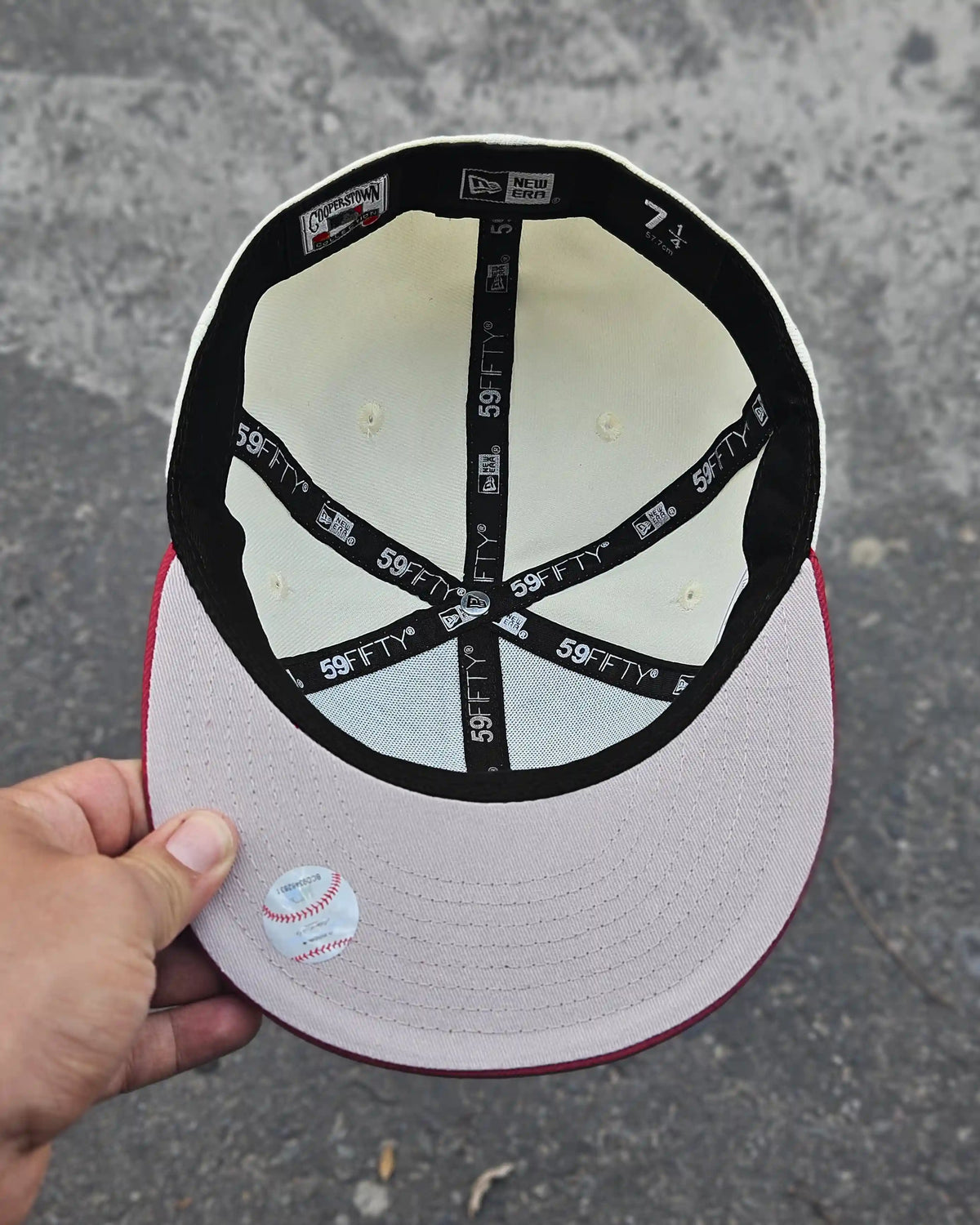 LOS ANGELES DODGERS BEIGE UPSIDE DOWN VISOR ROJO