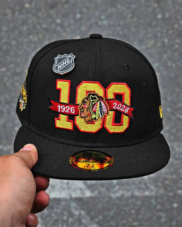 CHICAGO BLACKHAWKS NEGRO 100TH ANNIVERSARY PRIME - vista alternativa