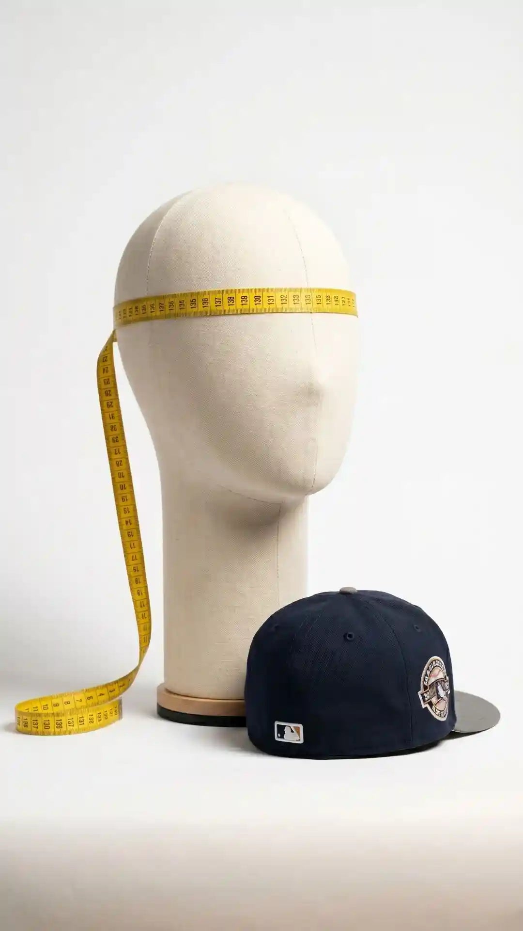 Persona midiendo cabeza con cinta métrica para encontrar talla de gorra